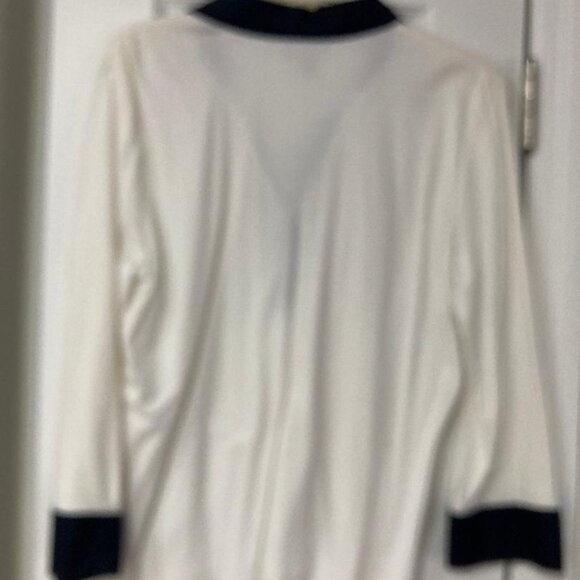 Ralph Lauren White and Navy Long Sleeved Top - Size Large - Picture 2 of 3